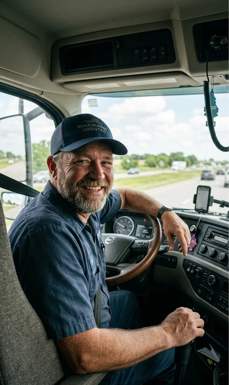 Smiling truck driver